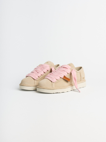 P001 damenschnürschuh Panchic aus wildleder sand