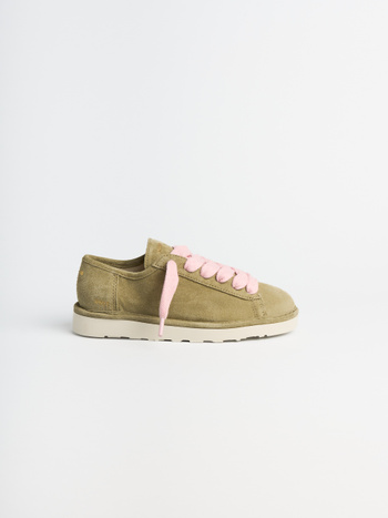 P001 scarpa allacciata donna Panchic in camoscio oliva