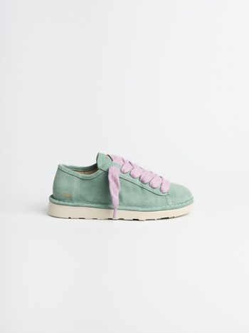 P001 scarpa allacciata donna Panchic in camoscio verde granito