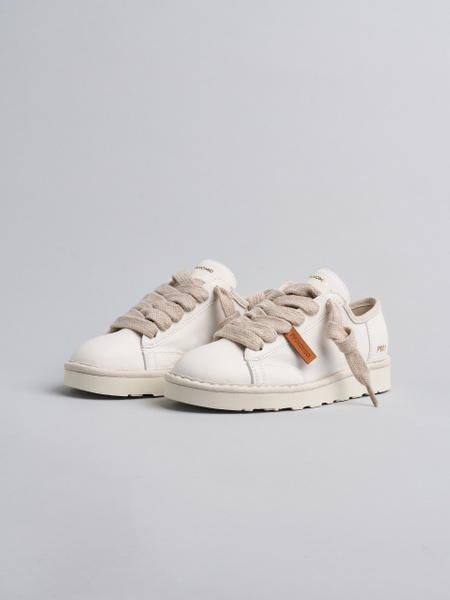 SCARPA ALLACCIATA DONNA P001 IN PELLE BIANCA