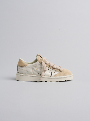 P001 sneaker donna Panchic in camoscio screpolato e camoscio avorio-sabbia