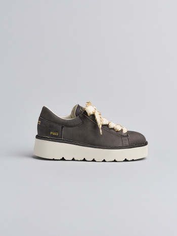 P003 damenschnürschuh Panchic aus lame-leder schwarz