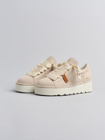 P003 scarpa allacciata donna Panchic in camoscio e pelle sabbia