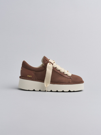 P003 scarpa allacciata donna Panchic in camoscio e pelle marrone