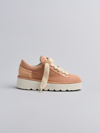 P003 damenschnürschuh Panchic aus wildleder und leder hautfarben