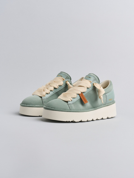 SCARPA ALLACCIATA DONNA P003 IN CAMOSCIO E PELLE VERDE GRANITO