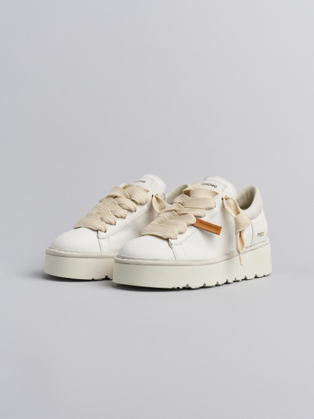 SCARPA ALLACCIATA DONNA P003 IN PELLE E CAMOSCIO BIANCA