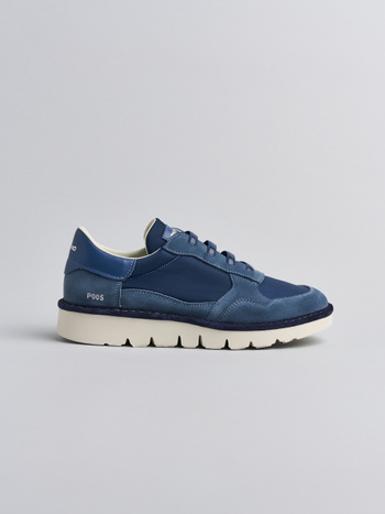 P005 slip-on uomo Panchic in nylon e camoscio navy