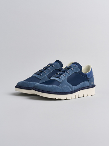 P005 slip-on uomo Panchic in nylon e camoscio navy