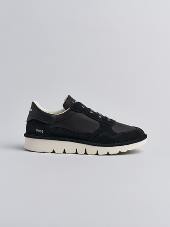 P005 slip-on uomo Panchic in nylon e camoscio nero