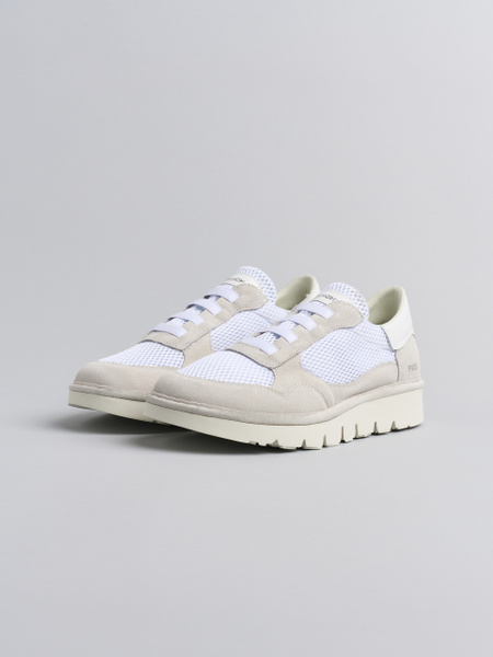 SLIP-ON HOMBRE P005 DE MESH ANTE Y PIEL BLANCO