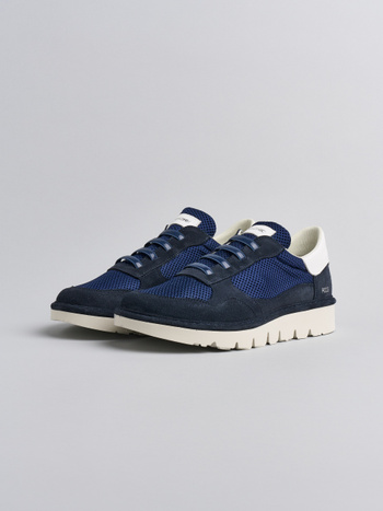 SLIP-ON UOMO P005 IN MESH CAMOSCIO E PELLE BLU COSMIC