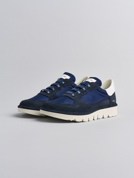 SLIP-ON HOMBRE P005 DE MESH ANTE Y PIEL AZUL CÓSMICO