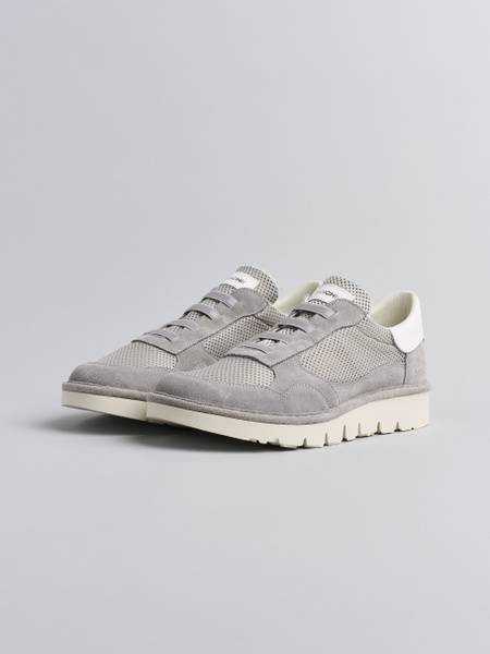 SLIP-ON HOMBRE P005 DE MESH ANTE Y PIEL GRIS PLATA