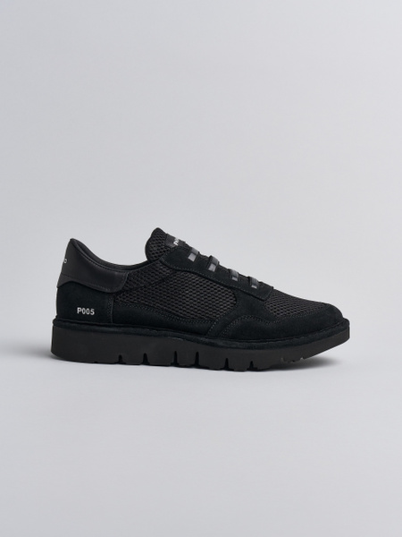 SLIP-ON HOMBRE P005 DE MESH ANTE Y PIEL NEGRO