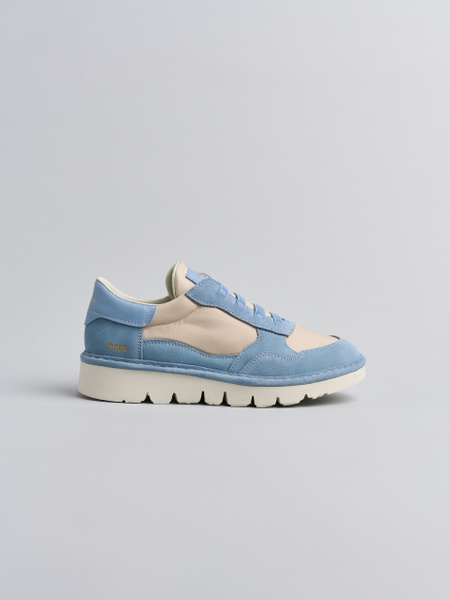 SLIP-ON DONNA P005 IN NYLON E CAMOSCIO NEBBIA-BLU STONE