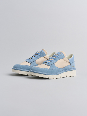 P005 slip-on donna Panchic in nylon e camoscio nebbia-blu stone