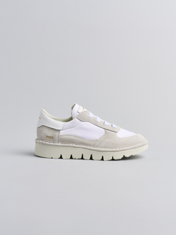 SLIP-ON DONNA P005 IN NYLON E CAMOSCIO BIANCO