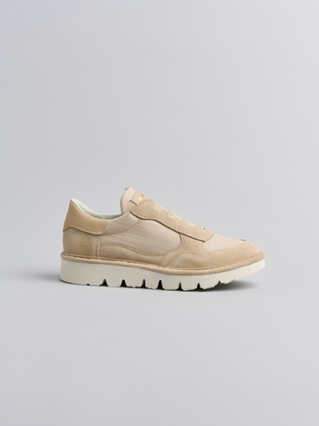 P005 slipper für damen Panchic aus nylon und wildleder nebelbeige