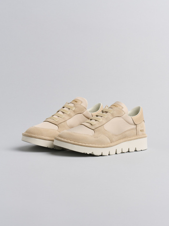 P005 slipper für damen Panchic aus nylon und wildleder nebelbeige