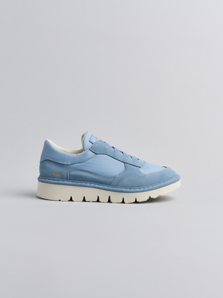 SLIP-ON DONNA P005 IN NYLON E CAMOSCIO BLU BABY