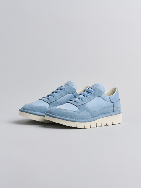 SLIP-ON DONNA P005 IN NYLON E CAMOSCIO BLU BABY