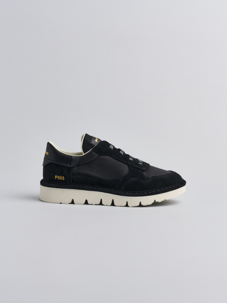 SLIP-ON DONNA P005 IN NYLON E CAMOSCIO NERO