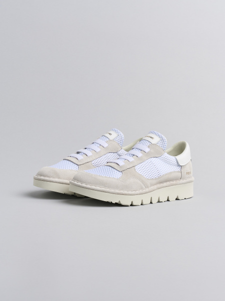 SLIP-ON DONNA P005 IN MESH CAMOSCIO E PELLE BIANCO