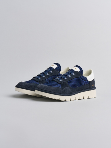 SLIP-ON DONNA P005 IN MESH CAMOSCIO E PELLE BLU COSMIC