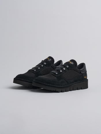 P005 slip-on donna Panchic in mesh camoscio e pelle nero