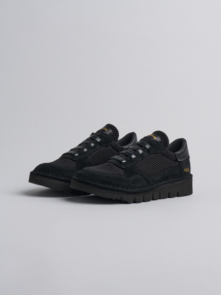 SLIP-ON DONNA P005 IN MESH CAMOSCIO E PELLE NERO