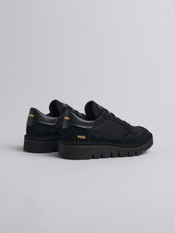 P005 slip-on donna Panchic in mesh camoscio e pelle nero