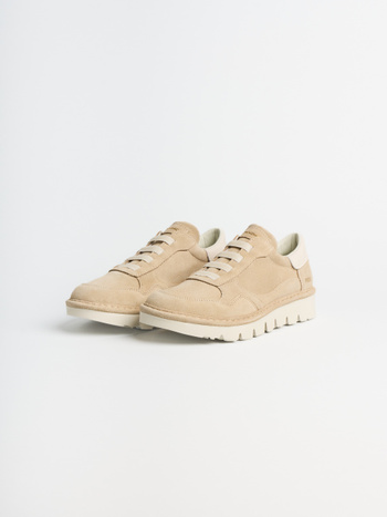P005 slip-on donna Panchic in camoscio e pelle sabbia