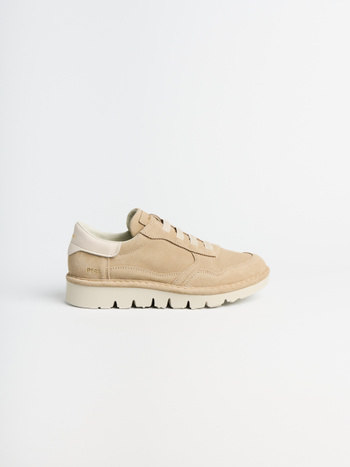 P005 slip-on donna Panchic in camoscio e pelle sabbia