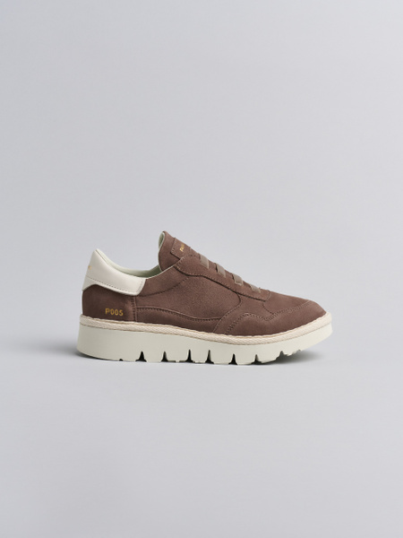 SLIP-ON MUJER P005 DE ANTE Y PIEL MARRÓN