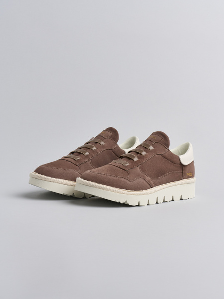 SLIP-ON MUJER P005 DE ANTE Y PIEL MARRÓN