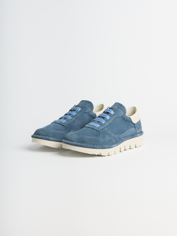 P005 slip-on donna Panchic in camoscio e pelle denim