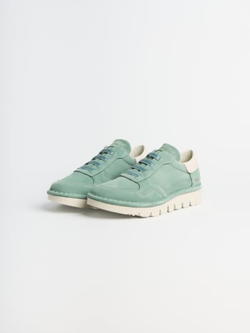 P005 slipper für damen Panchic aus wildleder und leder granit grün