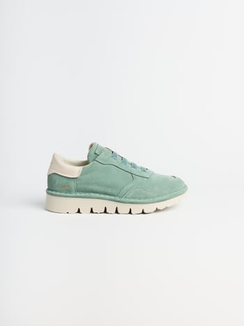 P005 slipper für damen Panchic aus wildleder und leder granit grün