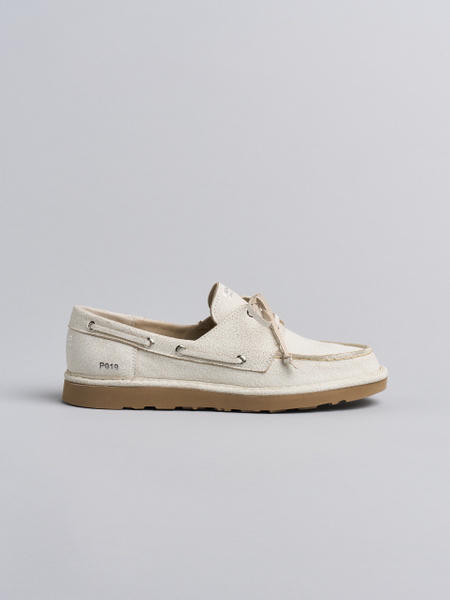 P019 MAN'S LACE-UP CRACKED SUEDE IVORY