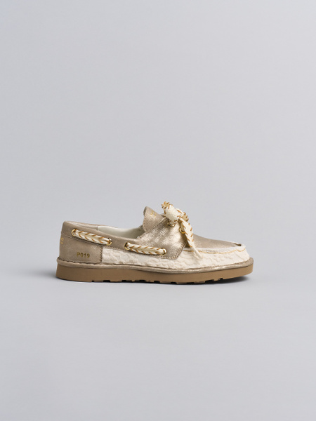 P019 WOMAN'S LACE-UP LACY LAMINATED IVORY