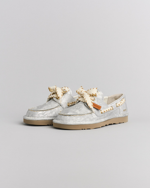 P019 WOMAN'S LACE-UP LAMINATED SILVER