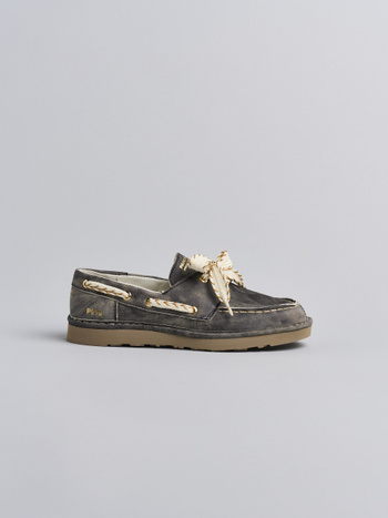 P019 damenschnürschuh Panchic aus lame-leder schwarz