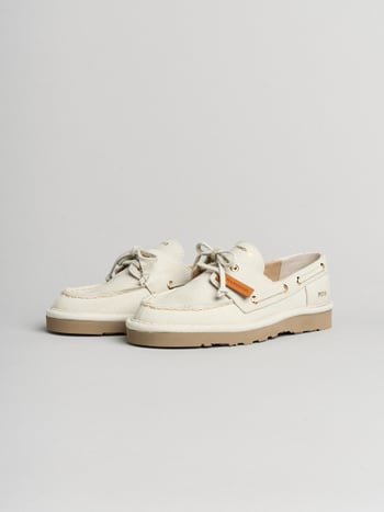 P019 scarpa allacciata donna Panchic in nabuk avorio