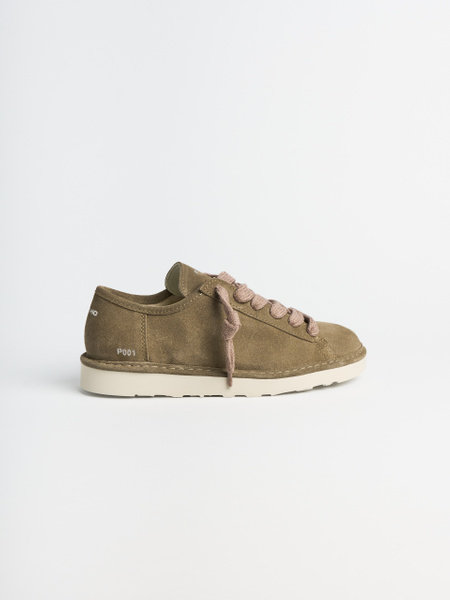 SCARPA ALLACCIATA P001 UOMO IN CAMOSCIO KHAKI VINTAGE