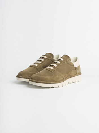 P005 slip-on uomo Panchic in camoscio e pelle khaki vintage