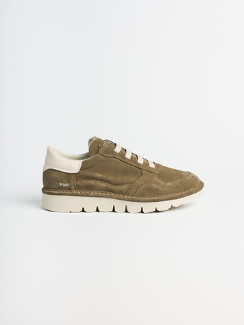 P005 slip-on uomo Panchic in camoscio e pelle khaki vintage