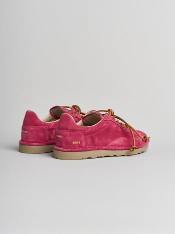 P011 scarpa allacciata donna Panchic in camoscio rosa dry