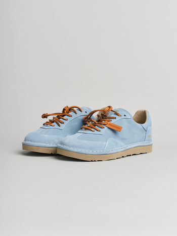 P011 scarpa allacciata donna Panchic in camoscio blu stone