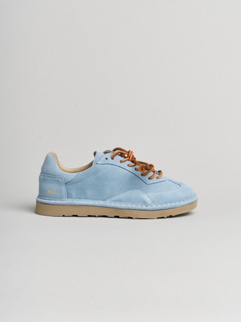 P011 scarpa allacciata donna Panchic in camoscio blu stone